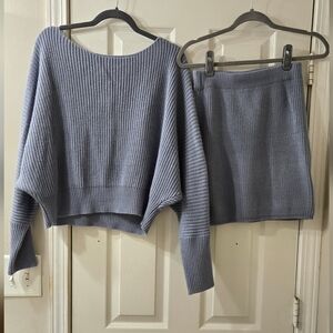 SHEIN | Women's Blue Sweater Skirt Set